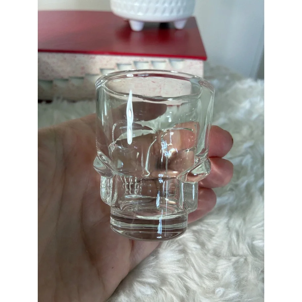 Skull Shot Glass Set 6 Piece 1.7oz 50ml Clear Glass Gothic Barware Halloween